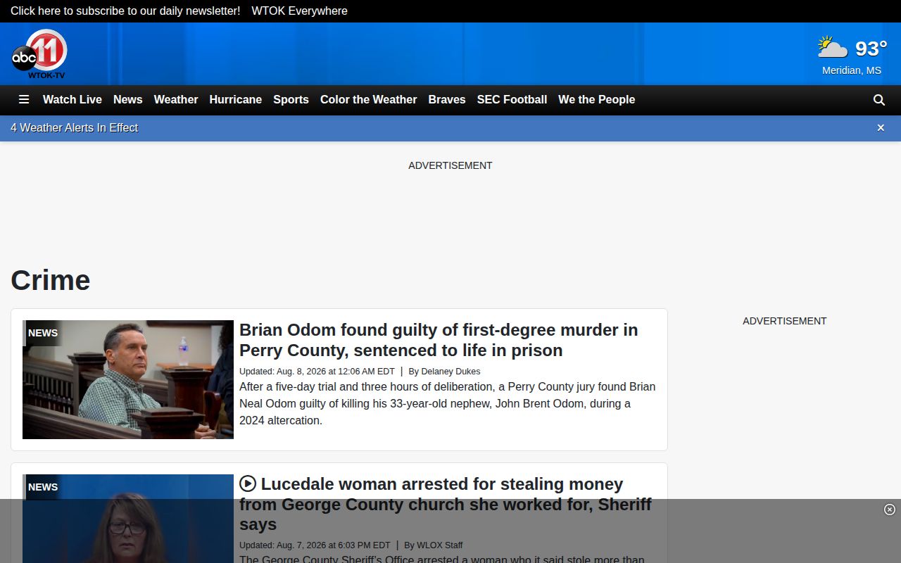 Choctaw County arrest news on the WTOK regional crime page