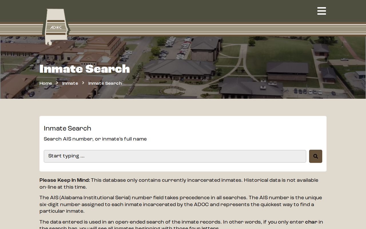 Choctaw County Alabama Department of Corrections offender photo search